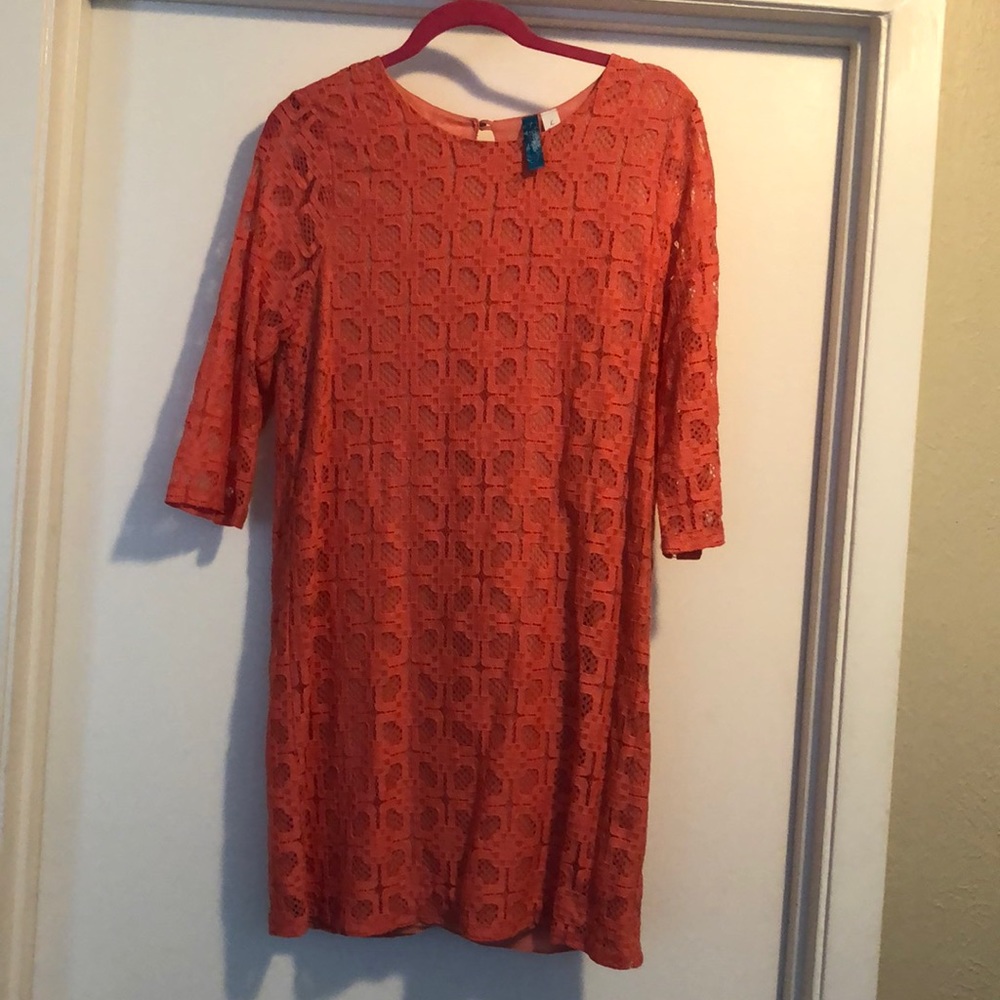 Coral lace dress